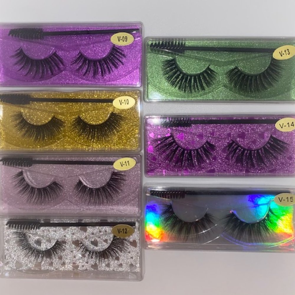 3D Vegan Korean Silk False Eyelashes with Curling Wand-Sold in Sets of 2…